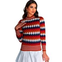 Blusa Feminina Colorida Sueter Escama Lindo Moda Slim Acinturado Longo Luxo Quente Modal Parka Casaco Tendencia Inverno