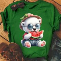 Blusa Feminina Coloridas Blusinhas Algodão Modinha ursinho melancia Blusa Feminina Coloridas Blusinhas Algodão Modinha ursinho melancia