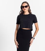 Blusa Feminina com Aplicação Select Preto