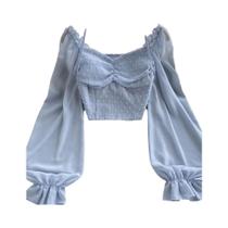 Blusa Feminina com Bolinhas, Gola Halter e Manga Comprida - Moda Praia Francesa