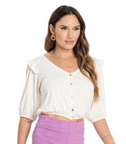 Blusa Feminina Com Botões Viscotorcion Endless Bege