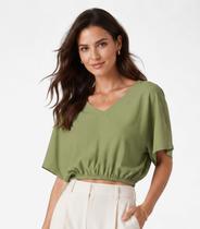 Blusa Feminina Com Decote Em V Infinita Cor Verde