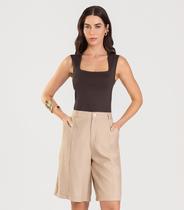 Blusa Feminina Com Decote Quadrado Dianna Marrom Blusa Feminina Com Decote Quadrado Dianna Marrom