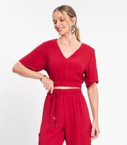 Blusa Feminina Com Decote V Rovitex Vermelho