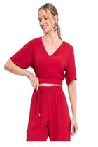 Blusa Feminina Com Decote V Tecido Air Flow Textura Leve