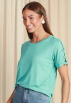 Blusa feminina com detalhes no ombro de botões Tamanho EG - Fashion