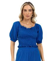 Blusa Feminina Com Lastex Endless Azul Blusa Feminina Com Lastex Endless Azul