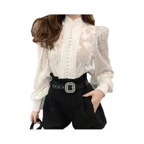 Blusa Feminina Coreana com Manga Bufante e Patchwork - Modelo Soltinho 2024