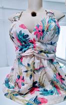 Blusa Feminina Corpete Branca Floral