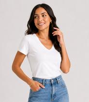 Blusa Feminina Cotton 30 Básica Kohmar Branco Blusa Feminina Cotton 30 Básica Kohmar Branco