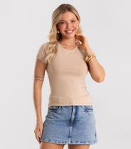 Blusa Feminina Cotton Leve Básica Rovitex Bege Blusa Feminina Cotton Leve Básica Rovitex Bege