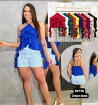 Blusa feminina Croped duna cor azul TAM P