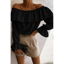 Blusa feminina Cropped ciganinha manga longa soltinha tendência gringa Blusa feminina Cropped ciganinha manga longa soltinha tendência gringa