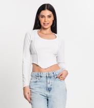 Blusa Feminina Cropped Corset Kohmar Branco