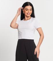 Blusa Feminina Cropped Cotton 30 Básica Kohmar Branco Blusa Feminina Cropped Cotton 30 Básica Kohmar Branco