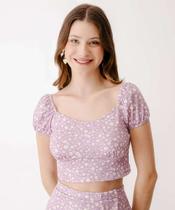 Blusa Feminina Cropped Estampa Flores Marisa-31003