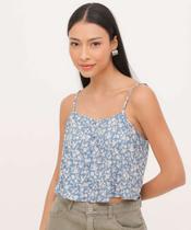 Blusa Feminina Cropped Flores Alças Finas Marisa-15446 Blusa Feminina Cropped Flores Alças Finas Marisa-15446