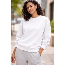 Blusa Feminina Cropped Moletinho Manga Longa Confortável Casual Básica Elegante