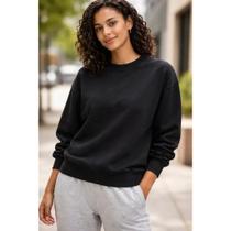 Blusa Feminina Cropped Moletinho Manga Longa Confortável Casual Básica Elegante Blusa Feminina Cropped Moletinho Manga Longa Confortável Casual Básica Elegante