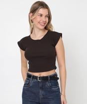 Blusa Feminina Cropped Muscle Tee Marisa Marrom-76213