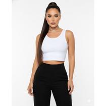 Blusa Feminina Cropped Regata Em Suplex Premium Forrado Gola Redonda Confortável
