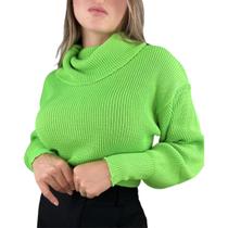 Blusa Feminina Cropped Trico Gola Alta Boba Tendência Invern Blusa Feminina Cropped Trico Gola Alta Boba Tendência Invern