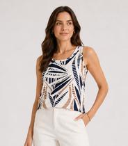 Blusa Feminina de Alça Estampada Infinita Cor Azul Blusa Feminina de Alça Estampada Infinita Cor Azul