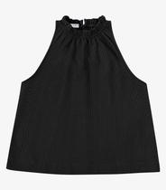 Blusa Feminina De Alça Malhão Maquinetado Endless Preto