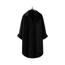 Blusa Feminina De Algodão E Linho Tamanho Grande Casual De Manga Longa Com Botões Elegante Para O