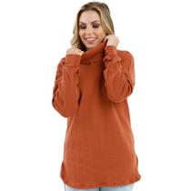 Blusa Feminina de Frio Manga Longa Gola Alta Canelada Slim 0925A