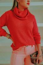 Blusa Feminina De Inverno Gola Rolê Mulet Tendencia Tricot