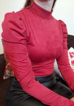 Blusa feminina de malha camurça suede marsala outono-inverno G (46)