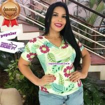 Blusa feminina de malha estampada variadas adulto