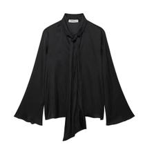 Blusa Feminina De Moda Com Decoração De Laço Em Cor Sólida, Gola Redonda E Manga Longa, Estilo Blusa Feminina De Moda Com Decoração De Laço Em Cor Sólida, Gola Redonda E Manga Longa, Estilo