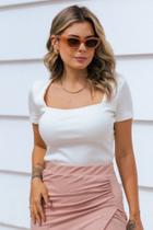 Blusa feminina de ribana tainá off white