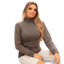 Blusa Feminina De Tricô Com Elastano Gola Alta Inverno 2023 Blusa Feminina De Tricô Com Elastano Gola Alta Inverno 2023