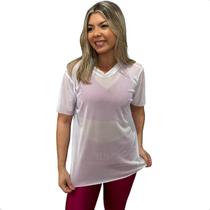 Blusa Feminina de Tule Transparente Academia Fitness Manga Curta