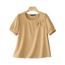 Blusa Feminina De Verão Para Trabalho OL ZANZEA, Elegante, Manga Curta, Cor Sólida, Túnica, Gola
