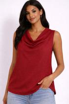 Blusa Feminina Decote Degagê Sem Mangas Elegante Cor:CerejaTamanho:G Blusa Feminina Decote Degagê Sem Mangas Elegante Cor:CerejaTamanho:G