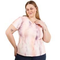 Blusa Feminina Decote V Básica Varias Estampas Moda Primavera Verão Plus Size 3028A