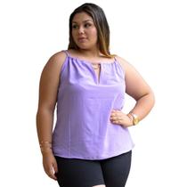 Blusa feminina decote V detalhe de corrente dourada costas em V regata casual alças finas de amarração nas costas duna liso slim e plus size 40 ao 54 Blusa feminina decote V detalhe de corrente dourada costas em V regata casual alças finas de amarração nas costas duna liso slim e plus size 40 ao 54