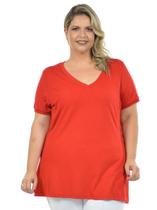 Blusa Feminina Decote V Malha Fria Plus Size Fenomenal (sem elasticidade)