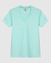 Blusa Feminina Decote V Manga Curta Em Malha Algodão Texturizada