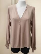 Blusa Feminina Decote V Manga Longa Viscose