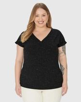 Blusa feminina decote v plus size em viscose botonê malwee tamanho:g1