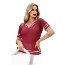 Blusa Feminina Decote V Tricot Verão