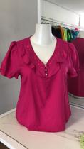 Blusa Feminina decote v, viscose, tamanhos m,g,gg na cor rosa claro e pink - Sorriso Modas