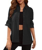 Blusa feminina Deer Lady com botões preta S casual Blusa feminina Deer Lady com botões preta S casual