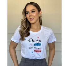 Blusa Feminina Deixa Que Deus Cuida De tudo T -Shirt moda 100% Algodão Envio Imediato P AO G2 Blusa Feminina Deixa Que Deus Cuida De tudo T -Shirt moda 100% Algodão Envio Imediato P AO G2