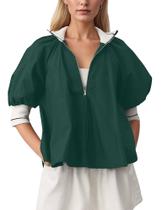 Blusa feminina Dewpaur, esportiva, Henley Swing, verde, algodão